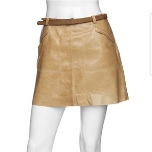 Joie Felicia Tan Leather Mini Skirt